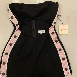 Superdown black and pink romper with button detail